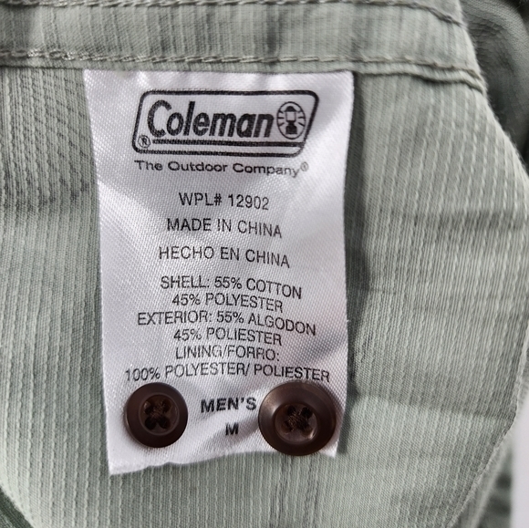 Coleman Men's Guide Short Sleeve Green Button-down Fish‎ Shirt Medium - Picture 9 of 13